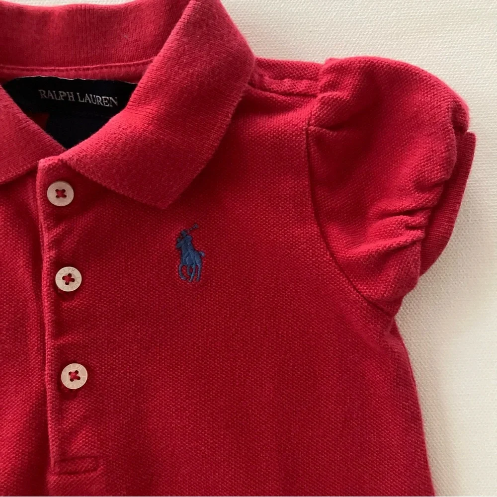 Ralph Lauren Baby Girl 12 Months Red Polo Ruffle Dress